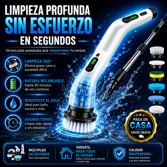 PowerScrub™️ – Cepillo Eléctrico 7 en 1 que Limpia sin Esfuerzo, Elimina Grasa Difícil y Ahorra Tiempo en tu Hogar ✅